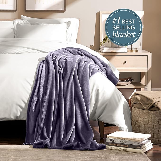 Bare Home Fleece Blanket - Twin/Twin Extra Long - Ultra-Soft Lightweight for Bed, Sofa, and Couch - Luxury Microplush - Cozy Warm Blanket (Twin/Twin XL, Dusty Purple)