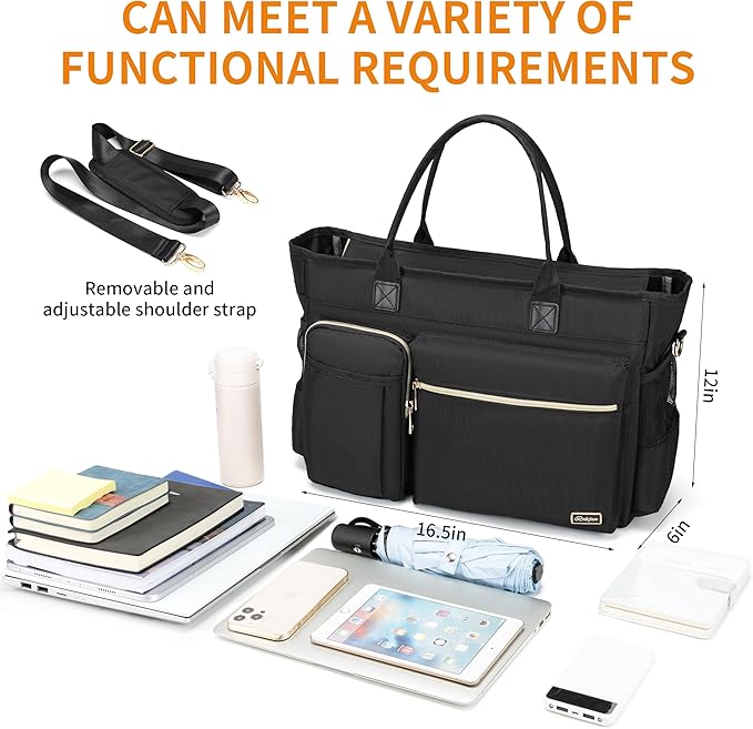 Laptop Tote Bag, Middle Size Computer Messenger Teacher Bag with 15.6'' Padded Laptop Sleeve