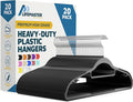 Lifemaster Versatile Clothes Hanger Set - 20 Pieces Space-Saving Dry and Wet Clothes Hanger Set with 360° Swivel Hook and Non-Slip Rubber Design - Black