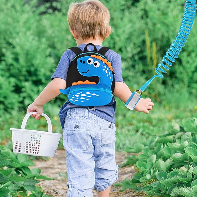 Accmor Toddler Backpack Leash, Cute Dinosaur Kids Harness Backpacks with Anti Lost Wrist Link, Adorable Child Backpack Mini Bag Wristband Tether Strap Leashes for Baby Boys Girls Ages 1-3 Years