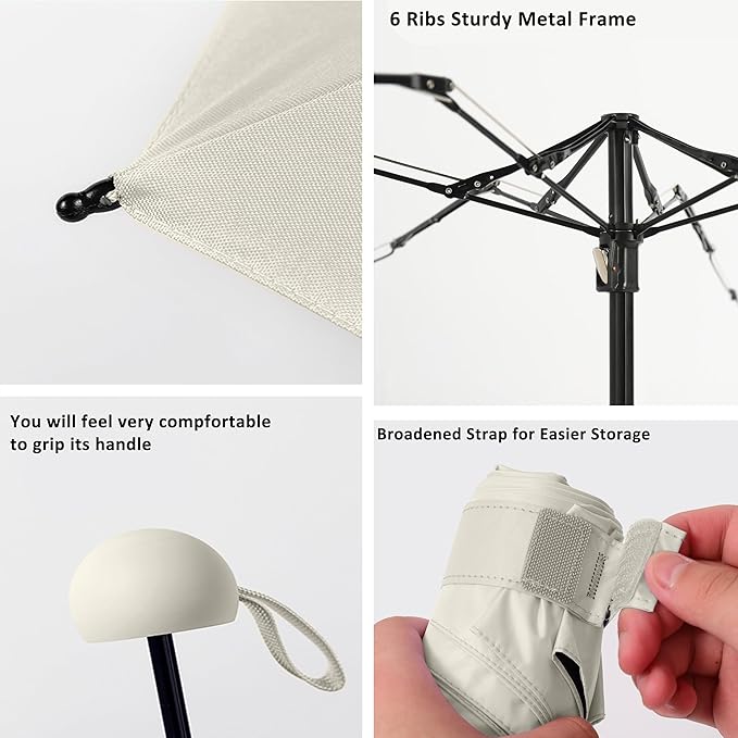BAODINI Travel Mini Umbrella for Purse With Case Small Compact UV Sun Protection Sun Lightweight Tiny Pocket Manual Open Close Umbrella for Women Kids and Men