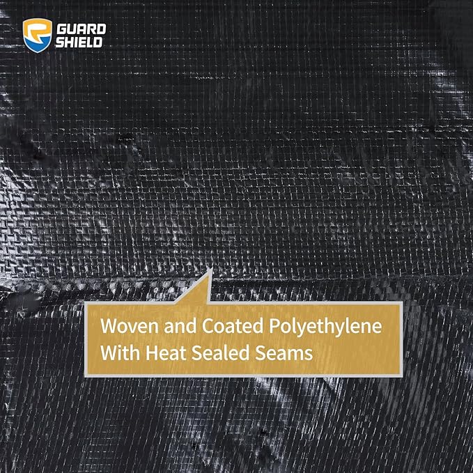 GUARD SHIELD Black Tarp 12x20 Feet Waterproof Tarps Lightweight Camping Tarp Outdoor Multi Purpose Poly Cover 6mil
