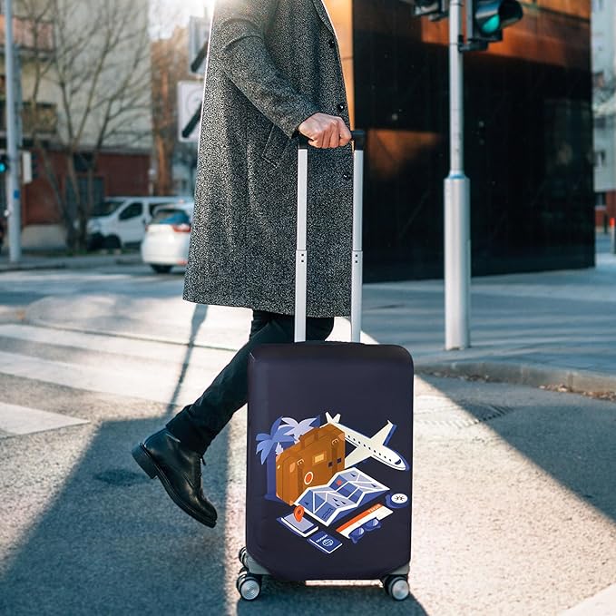 HYPER VENTURE Washable Luggage Cover - Fashion Suitcase Protector Fits 18-22 Inch Luggage (Journey, S)