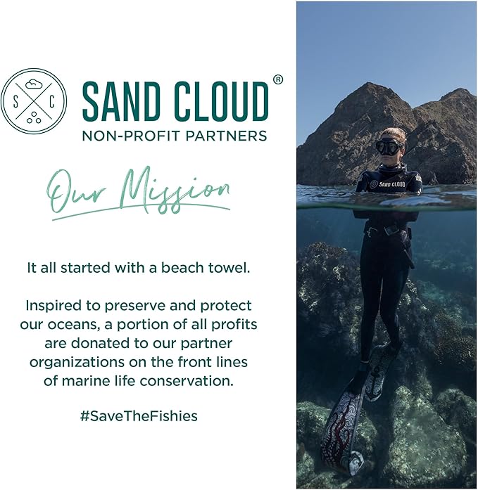 Sand Cloud Large Turkish Beach Towel - Sand Free - 100% Organic Turkish Cotton Yarn - Quick Dry Towel for Beach, Picnic, Blanket or Bath - As Seen on Shark Tank - Marine Life (Whale Shark Turquoise)