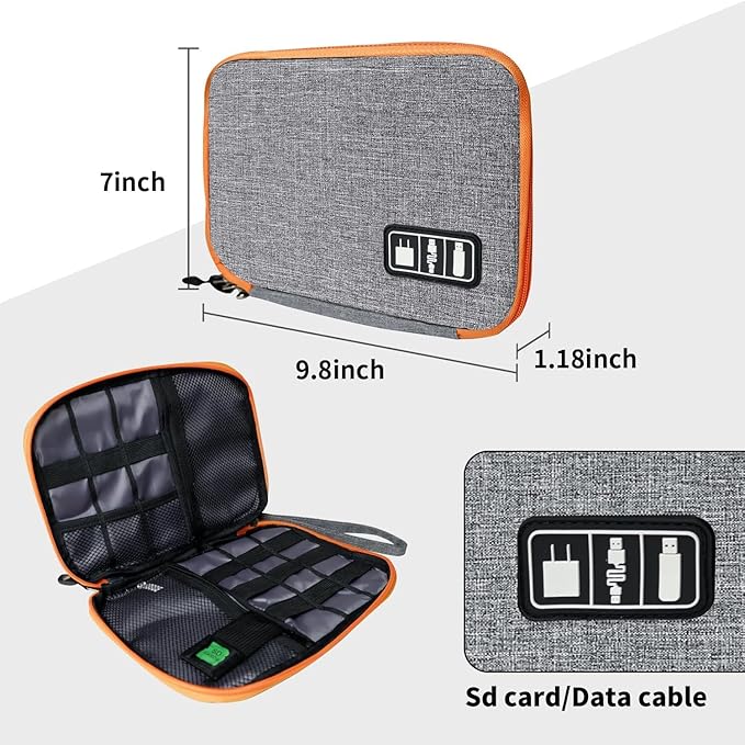 Electronics Travel Organizer,Portable Waterproof Electronic Travel Storage Bag for Small Charging Cord Storage,Charger,SD Card etc,for Travel,Business-Purple Black
