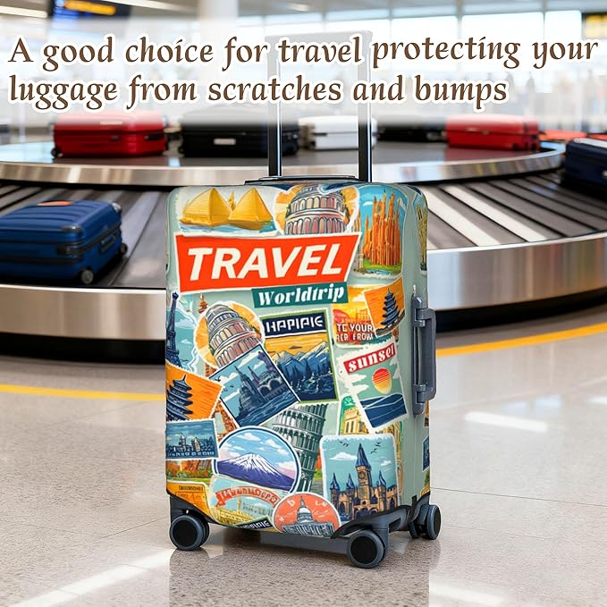 Luggage Cover, Travel Suitcase Covers, Elastic Suitcase Protective Cover, Scratchproof Luggage Protector, Washable Dustproof Trolley Case Protector Fit 22-28 Inch (yb, L（25-28inch suitcase）)