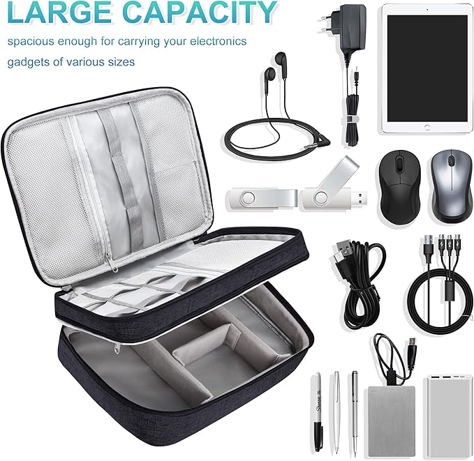 CILLA Electronics Organizer Travel, Travel Cord Organizer Case, Compact Electronics Accessories Bag for Cable, Cord, Charger, Phone