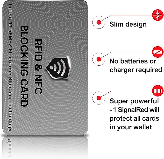 SaiTech IT 5 Pack RFID Blocking Cards, One Protects Entire Wallet Purse, NFC Contactless Bank Debit Credit Card Protector ID ATM Guard - Grey