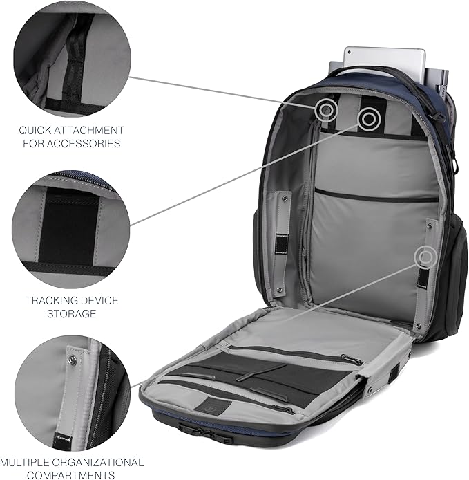 Travelpro Altitude Large Expandable Travel Laptop Backpack 30-36L, 16 Inch Laptop, Water Resistant, Work, Business, Men and Women, Aviator Navy