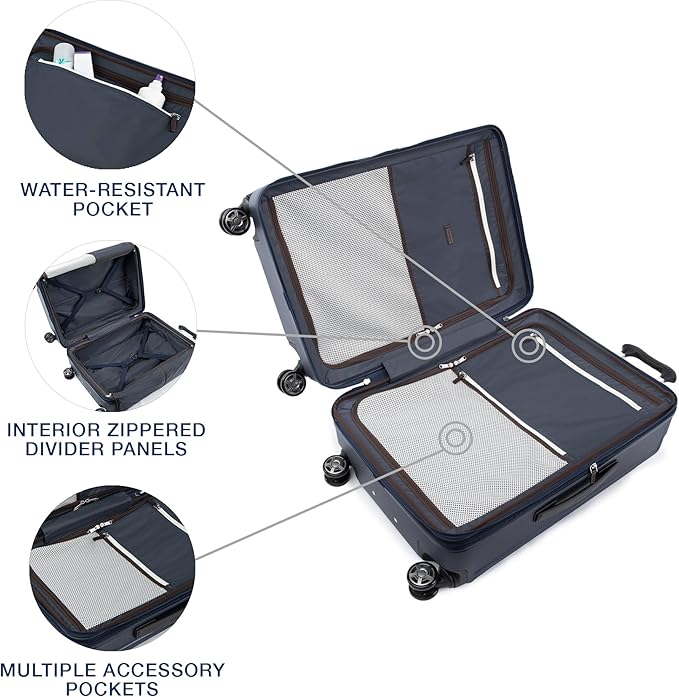 Travelpro Platinum Elite Hardside Expandable Checked Luggage, 8 Wheel Spinner, TSA Lock, Hard Shell Polycarbonate Suitcase, True Navy Blue, Checked Medium 25-Inch