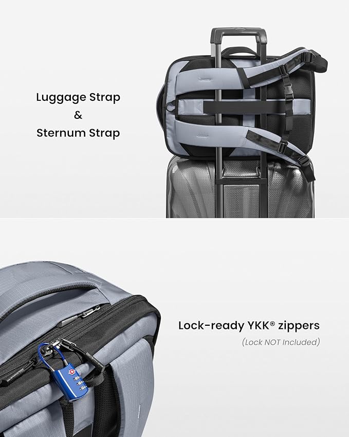 tomtoc Travel Backpack 28L, TSA Friendly Flight Approved Carry-on Luggage Hand Water-resistant Lightweight Business Rucksack, Durable Bag Fits 16 Inch Laptop