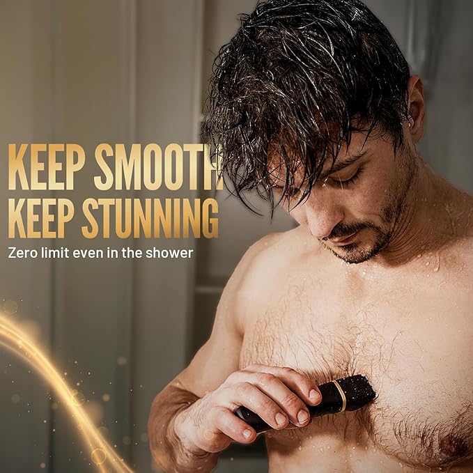 Electric Razor for Men, IPX7 Waterproof Versatile Shaver for Temple, Groin, Nose, Ear Hairs, Beard, Body Hair Trimmer, Painless Grooming Kit with 2 Replaceable Heads, Birthday Gifts for Men