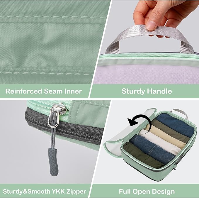 Cipway Mesh Compression Packing Cubes, Ultralight See Through Luggage Organizer Bags, Travel Essentials for Carry on Suitcase（3 Pcs,Sage Green）