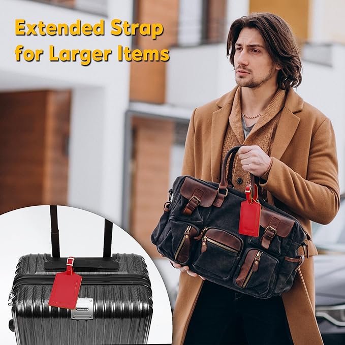 Travelambo Luggage Tags for Suitcases Faux Leather Privacy Protection 26 Pack Bag Tags Travel Accessories Essential, Deep Red