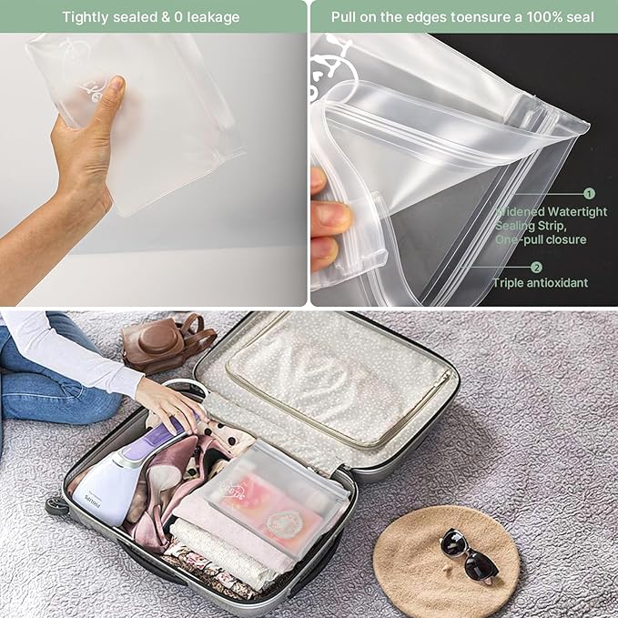 5 Pack Clear Toiletry bags, TSA Approved Quart Size Zipper Bags, PEVA Material Leakproof Travel Makeup Cosmetic Bags, Carry on Airport Airline Compliant Bags for Wome&Men