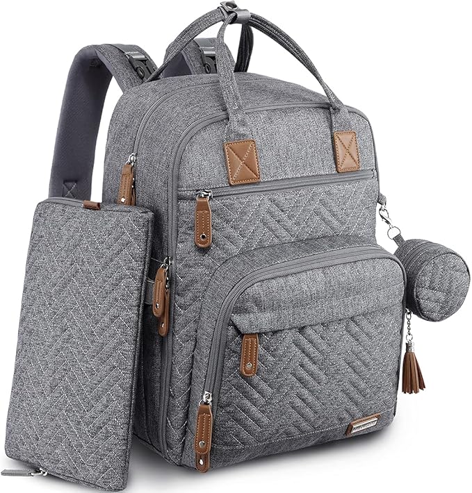 iniuniu Diaper Bag Backpack, 4 in 1 kit Large Unisex Baby Bags for Boys Girls, Waterproof Travel Back Pack with Diaper Pouch