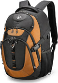 Swissdigital Design Laptop Backpack with USB Charging Port, TSA Travel Backpack Fits 15.6 inches Computer, 31L College School Backpack for Men, Orange/Black | SD803