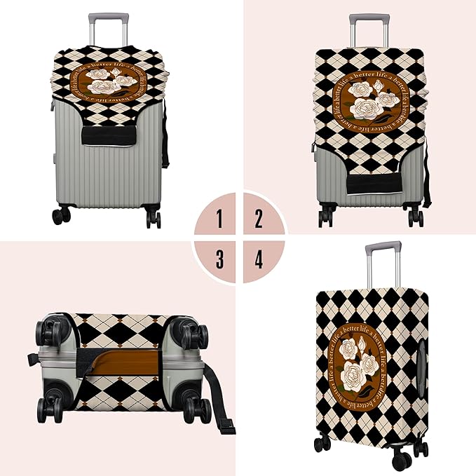 Travel Luggage Cover Suitcase Protector Fits 18-32 Inch Wheel Covers PatternedTravel Related Items Flower Luggage Protector Elastic XL