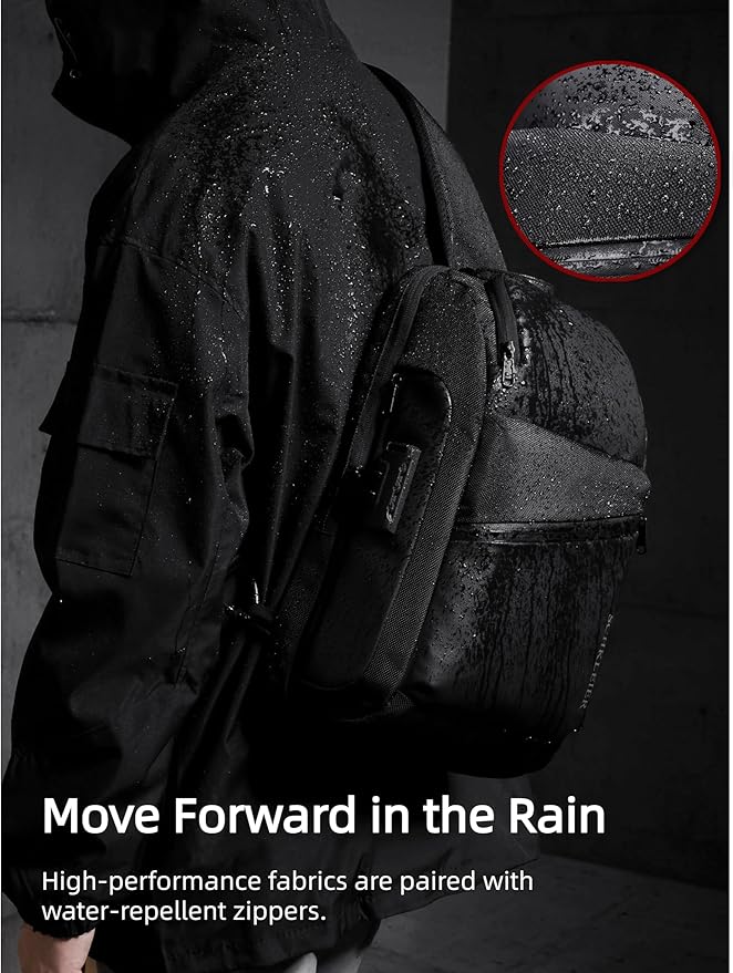 BASICPOWER Sling Bag for Men Women, Shoulder Crossbody Backpack with USB Port, Anti-theft Chest Bag for Business Travel Daily