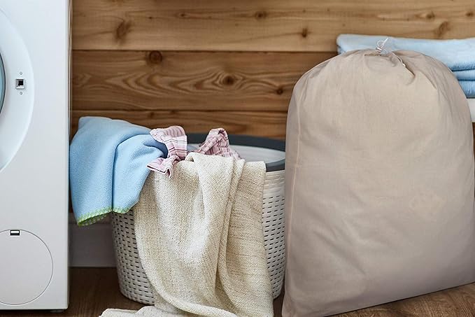 Urban Villa Laundry Bags Canvas Dirty Clothes Travel Laundry Bag Machine Washable|Reusable Hamper Liner Bag for Garments Delicates Lingerie with Drawstring Closure 4 Pack|Size 28 x 36 Inches