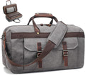 Duffle Bag for Men Waterproof Genuine Leather Canvas Travel Duffel Bags for Women Overnight Weekender Bag for Traveling