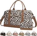 Travel Duffle Bag for Women, Weekender Bags, Hospital Bag for Labor Delivery, Lightweight Tote Duffel Overnight Bag with Luggage Sleeve, Airplane Travel Bags with Toiletry Bag,Large,Leopard