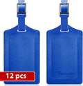 Travelambo Luggage Tags for Suitcases Faux Leather Privacy Protection 12 Pack Bag Tags Travel Accessories Essential, Fresh Blue