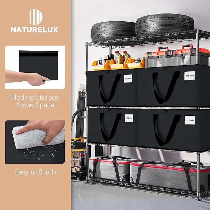 Heavy Duty Moving Bags - Extra Large Packing Bags and Storage Totes, Collapsible and Foldable Option for Moving and Storage, Clear, 125 L - 12 Pack