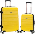 Rockland Melbourne Hardside Expandable Spinner Wheel Luggage, Yellow, 2 Piece (20/28)