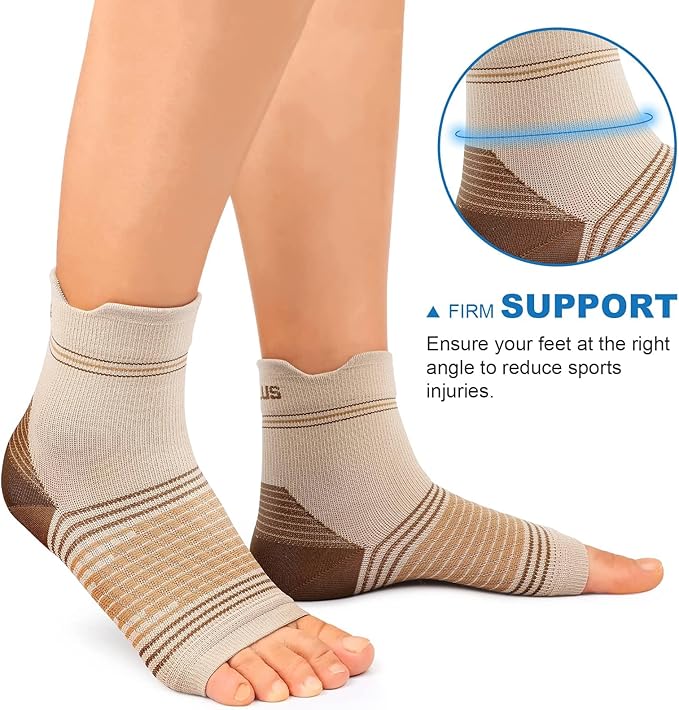 Plantar Fasciitis Sock (6 Pairs) for Men and Women, Compression Foot Sleeves with Arch and Ankle Support (Black, Nude, Navy, Large)