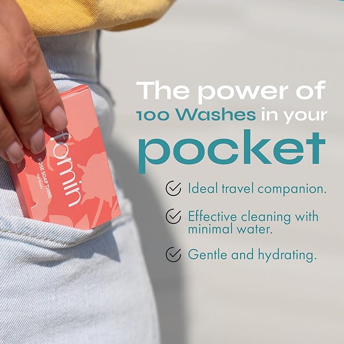 FOMIN - Antibacterial Paper Soap Sheets for Hand Washing - (100 Sheets) Unscented Portable Travel Soap Sheets, Dissolvable Camping Mini Soap, Portable Hand Soap sheet
