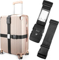 Luggage Straps, TSA Approved Luggage Strap Belt with Combination Lock for Suitcases, 2 Pack Heavy Duty Adjustable Black Cross Suitcase Straps with Name Tags for Travel, Carry On Bags, Protect