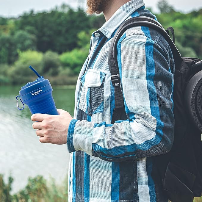 Collapsible Cup with Reusable Straw – 18 Oz (550 Ml), Portable Travel Mug, BPA-Free, Leak-Proof, Microwave & Dishwasher Safe, Multi-Purpose for Hot & Cold Drinks – Pink