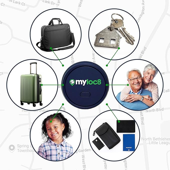 Highly Precise GPS Tracker for Keys, Backpack, Luggage & Kids – Built-in SIM, SOS Button - Smart Tag with Real-Time Tracking, Waterproof, iOS & Android Locator Device