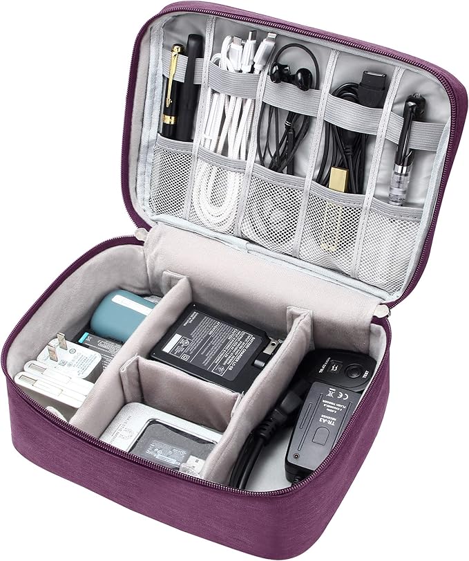 VOCUS Electronics Organizer Travel Cable Organizer Bag for Electronics Accessories, Portable Tech Carring Large Storage Case for Charger, Cord, Power Bank, Hardware