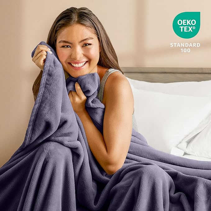 Bare Home Fleece Blanket - Throw/Travel - Ultra-Soft Lightweight for Bed, Sofa, and Couch - Luxury Microplush - Cozy Warm Blanket (Throw/Travel, Dusty Purple)
