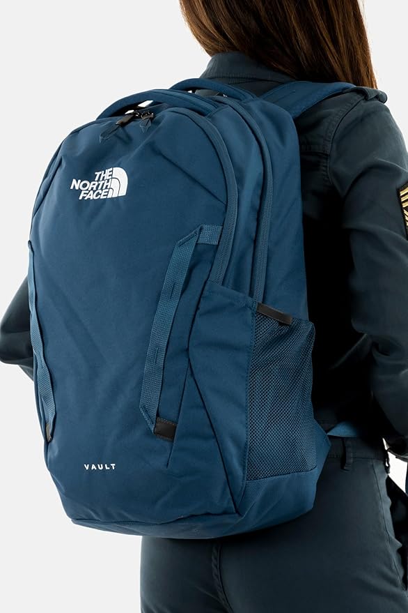 THE NORTH FACE Vault Everyday Laptop Backpack | Commuter Travel Bag with Water-Repellent Finish, Spacious Main Compartment, Shady Blue/TNF White-NPF, One Size