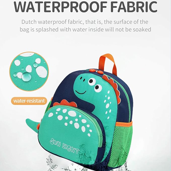 SUN EIGHT Toddler Backpack for Girls Kids Backpack Cute 3D Cartoon School Bag for Baby Boy Girls 1-5 Years Baby Backpack (Dinosaur)
