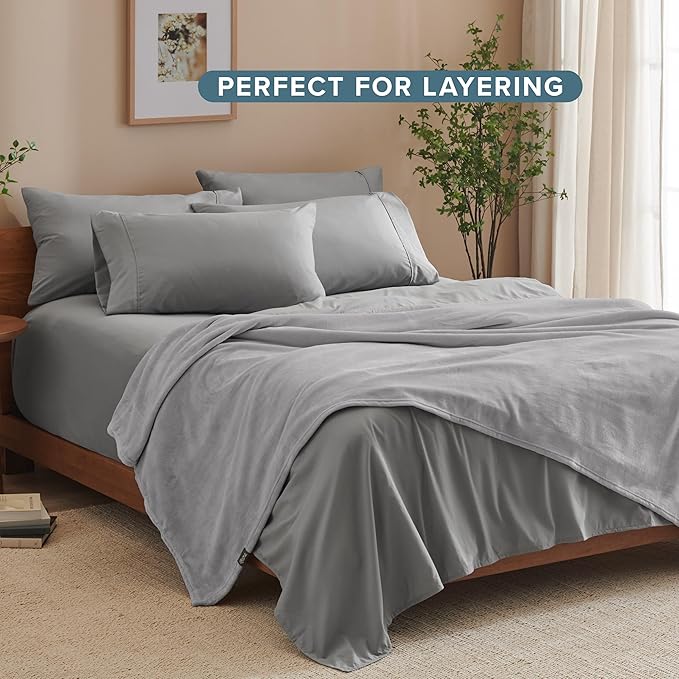 Bare Home Fleece Blanket - Twin/Twin Extra Long - Ultra-Soft Lightweight for Bed, Sofa, and Couch - Luxury Microplush - Cozy Warm Blanket (Twin/Twin XL, Light Grey)
