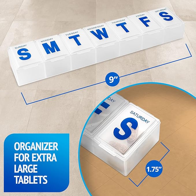 MEDca Weekly Pill Organizer, 7-Day Pill Planner Extra Large, (Bulk Case Pack of 100 Pill Organizers)