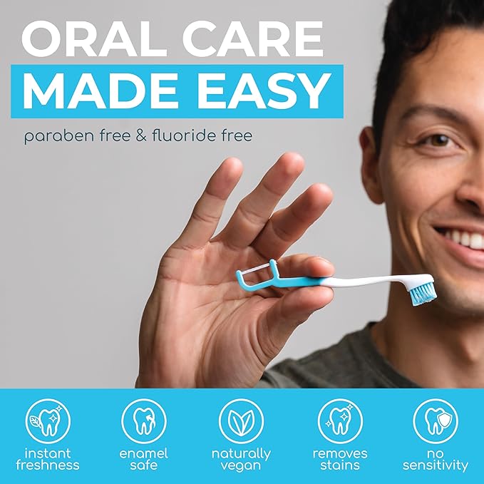 The Evolution of Oral Care | 4-in-1 Tool (Paste + Brush + Floss + Pick) | Individually Wrapped | Disposable | Prepasted Travel Toothbrushes | Small Adult Toothbrush - (3-Pack)