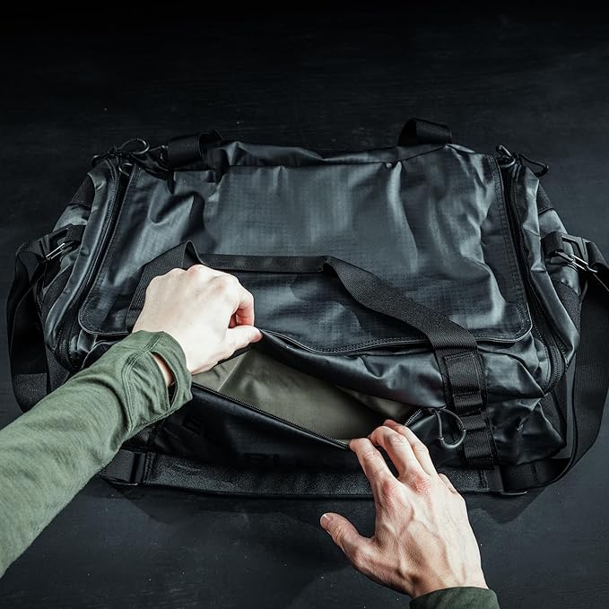 Eberlestock Hyllus Duffel Bag for Men - Durable, Water-Resistant, Small Men's Duffle Bag with Zipper Pockets, Ideal for Travel & Gym, Tactical Gear Bag, Hunting, Fishing, Camping - Black, 45L