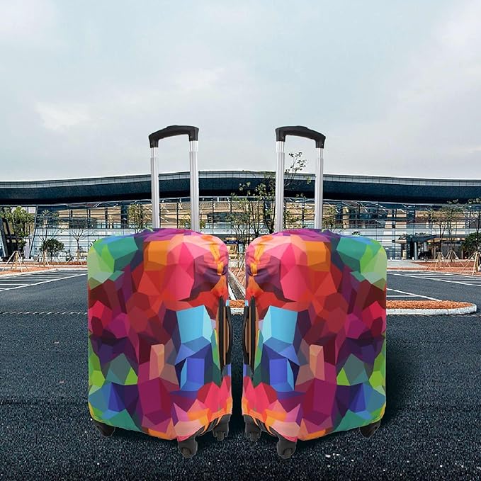 Explore Land Travel Luggage Cover Suitcase Protector Fits 23-26 Inch Case (Geometry, M)