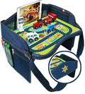 Coolmum Kids Travel Tray, Toddler Car Seat Tray, Double Sided Activity Organizer, Snack Lap Table, Baby Stroller Tray, Airplane Play Table, Waterproof and Foldable (Premium Blue)