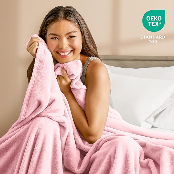Bare Home Fleece Blanket - King Size - Ultra-Soft Lightweight for Bed, Sofa, and Couch - Luxury Microplush - Cozy Warm Blanket (King, Light Pink)