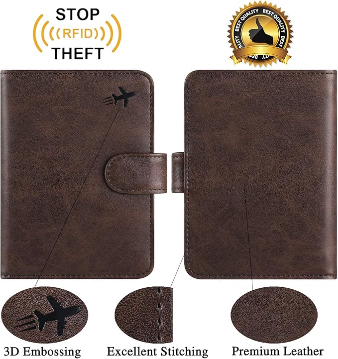 Passport Holder Cover Wallet RFID Blocking Leather Card Case Travel Accessories for Women Men (Z #Chocolate)