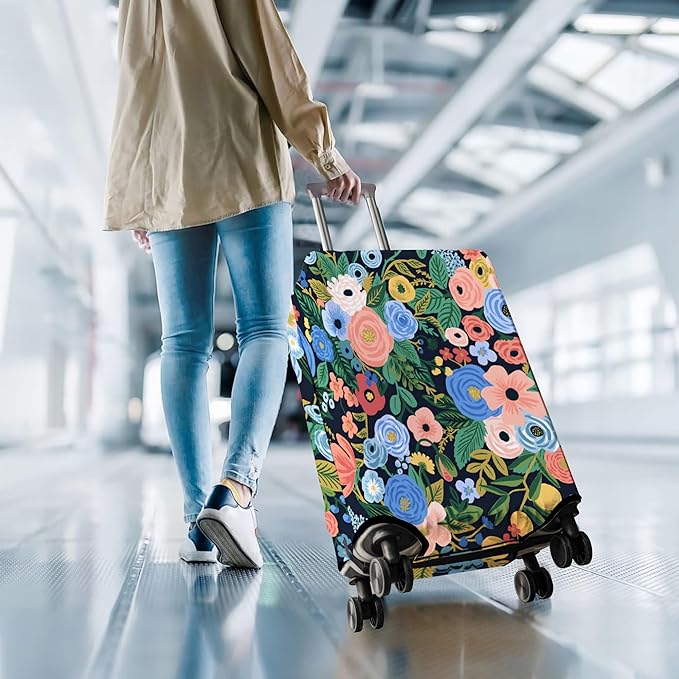 Travel Luggage Cover Suitcase Protector Fits 18-32 Inch Wheel Covers PatternedTravel Related Items Flower Luggage Protector Elastic S