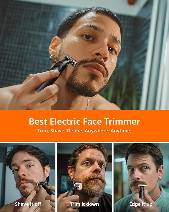 [2025 Upgraded Beard & Body Hair Trimmer for Men [All-in-One] USB-C Fast Charging, Groin & Ball Hair Painless Electric Shaver, Travel Razors, Waterproof Wet/Dry Groomer, Black(Lite)