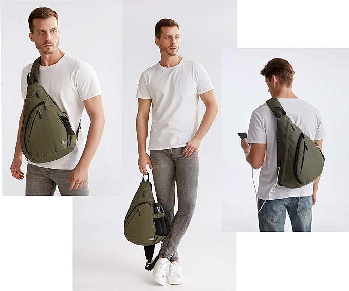 Water-Proof Sling bag/Crossbody Backpack/Shoulder Bag with USB Charging Port for Travel, Hiking, Cycling, Camping