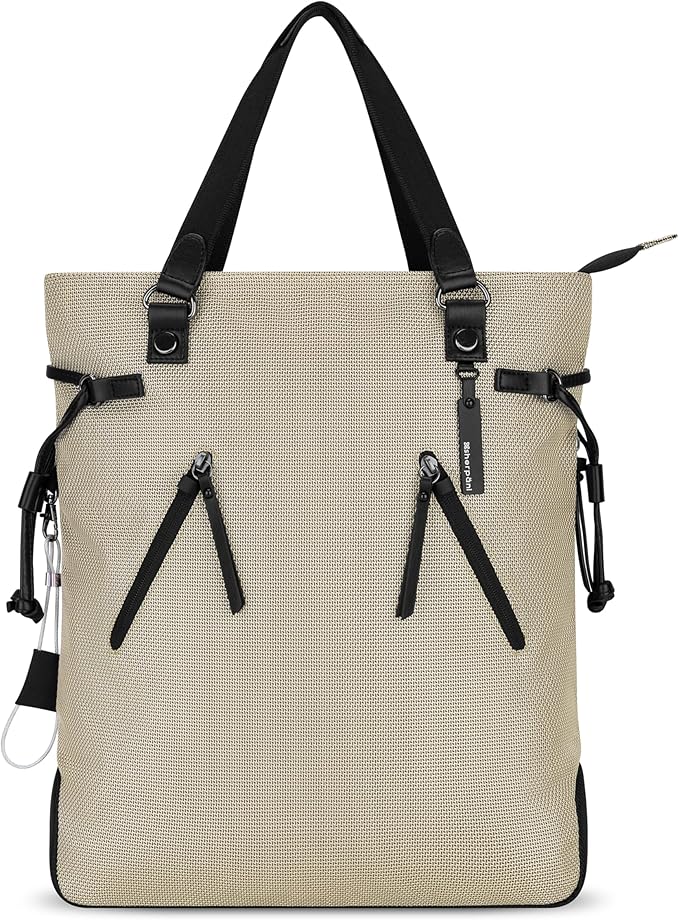Sherpani Tempest, Anti Theft Convertible Backpack Tote, 14L Travel Backpack, Travel Gifts for Women, Handbags, RFID Protection, Metal Hardware, Fits 15” Laptop (No Sleeve) (Straw)